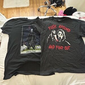 Black Graphic T-Shirts with Ghost Face Design